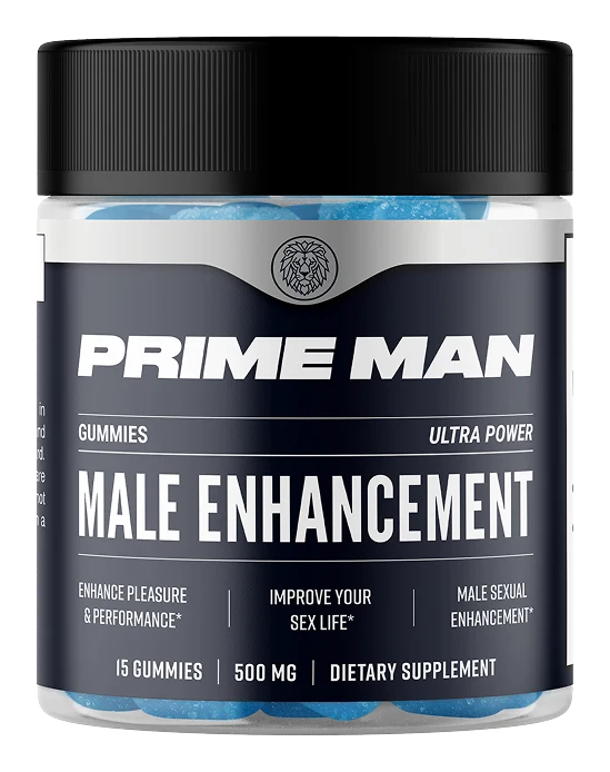 Bottle of PRIME MAN Gummies — 15 gummies, 500 mg, male vitality formula